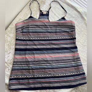 J Crew Navy & White Boho Patterned Halter Tank Top